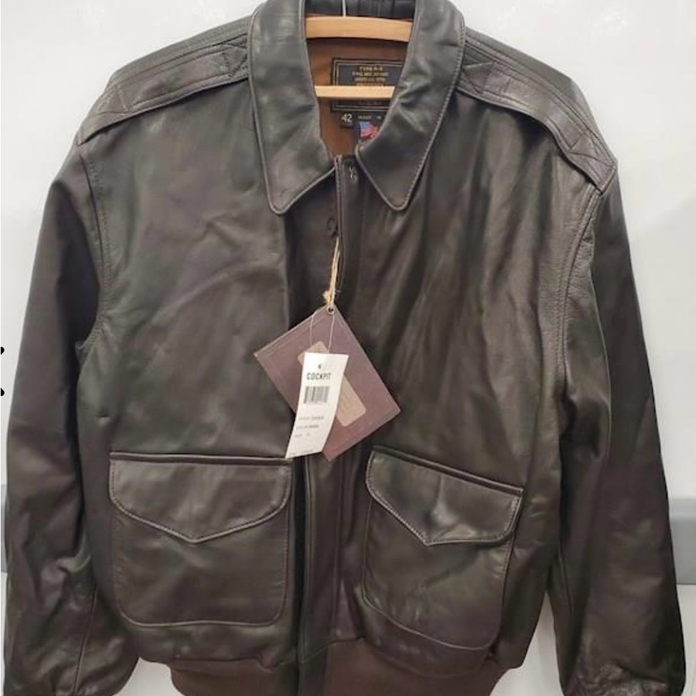 Vintage (w/ tags) Air Force U.S. Army Cockpit Brown Leather Jacket